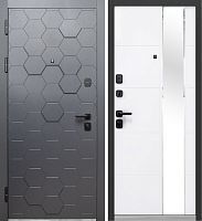 Люксор 2МДФ 3Д Сатин графит - Белый снег софт, накладное зеркало