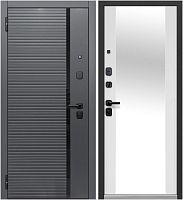 Люксор 2МДФ Горизонталь  Сатин графит - Эмалит белый с встроенным зеркалом в пол